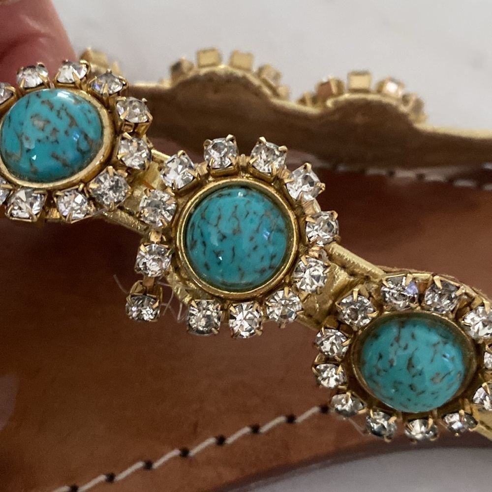 Mystique Boutique Gold and Turquoise Sandals - Picture 6 of 7
